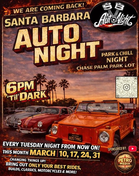 Santa Barbara Auto Night Car Meet flyer 2026